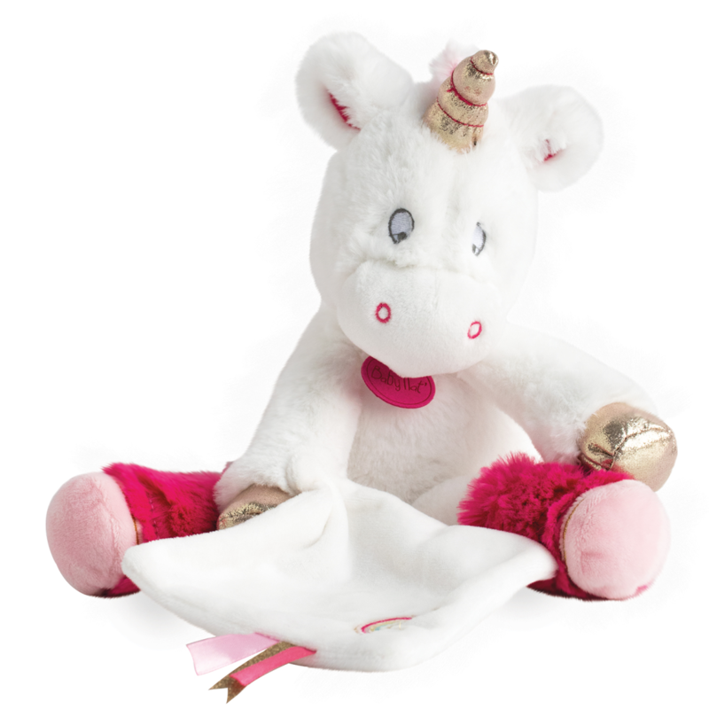  peluche licorne rose blanc or arc en ciel 